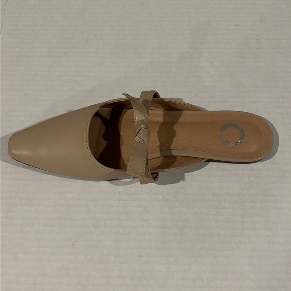 Brinley Co. Tan Mailee Vegan Leather Flat Rounded Square Toe Mule - Size 6.5 - Picture 5 of 8